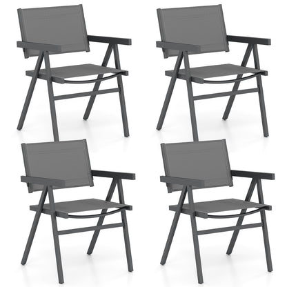 Patio Chairs Set of 2 Outdoor Dining Chair with Breathable Fabric Seat-Set of 4