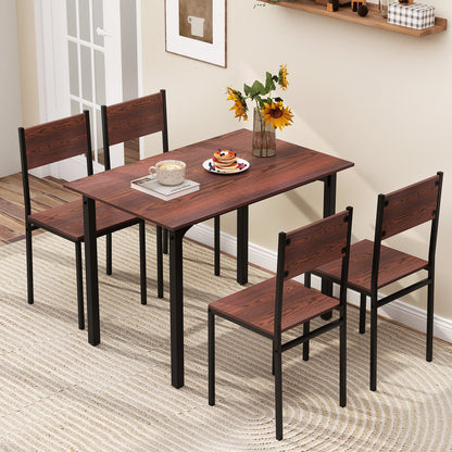 5 Piece Dining Table Set Industrial Style Kitchen Table and Chairs for 4-Grey