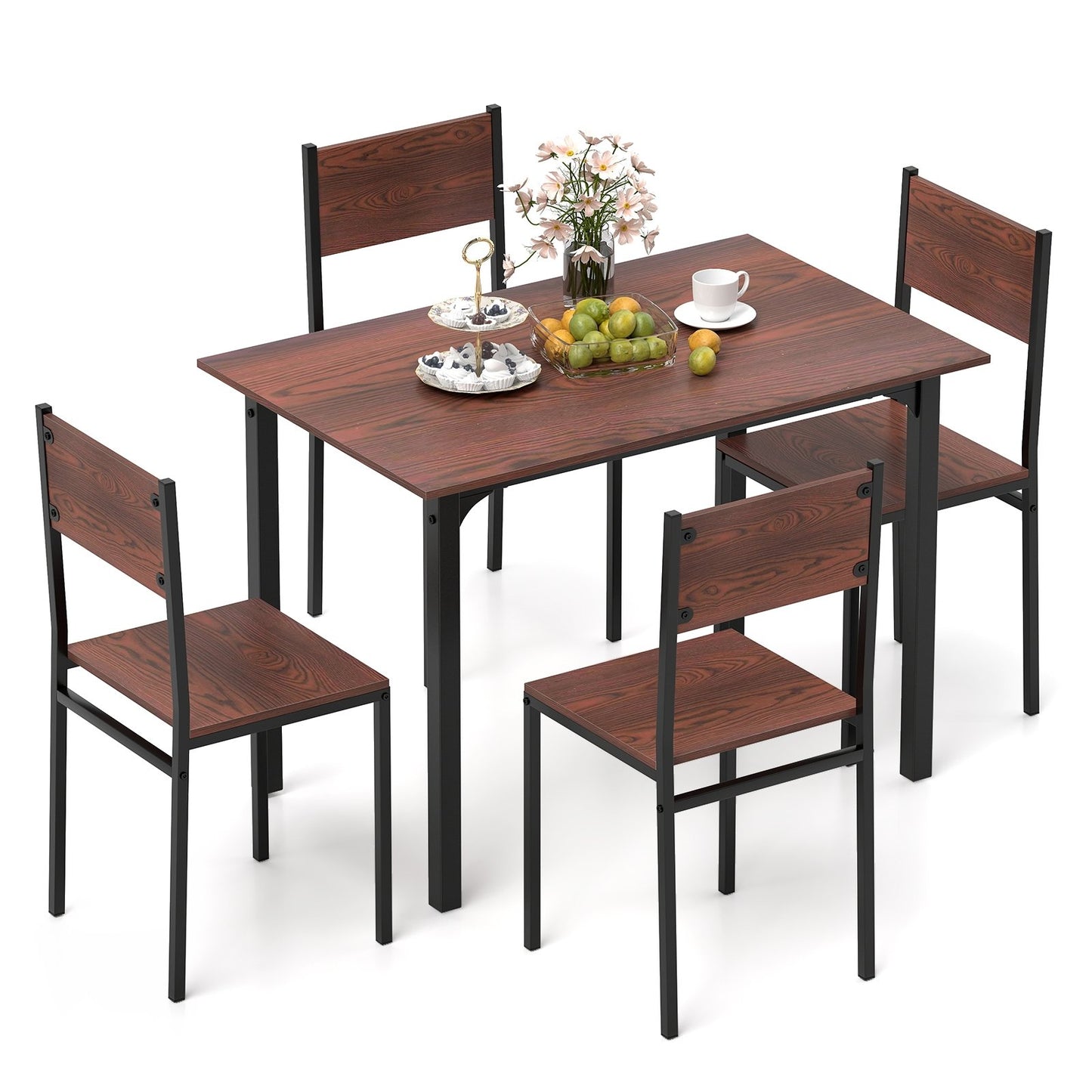 5 Piece Dining Table Set Industrial Style Kitchen Table and Chairs for 4-Grey