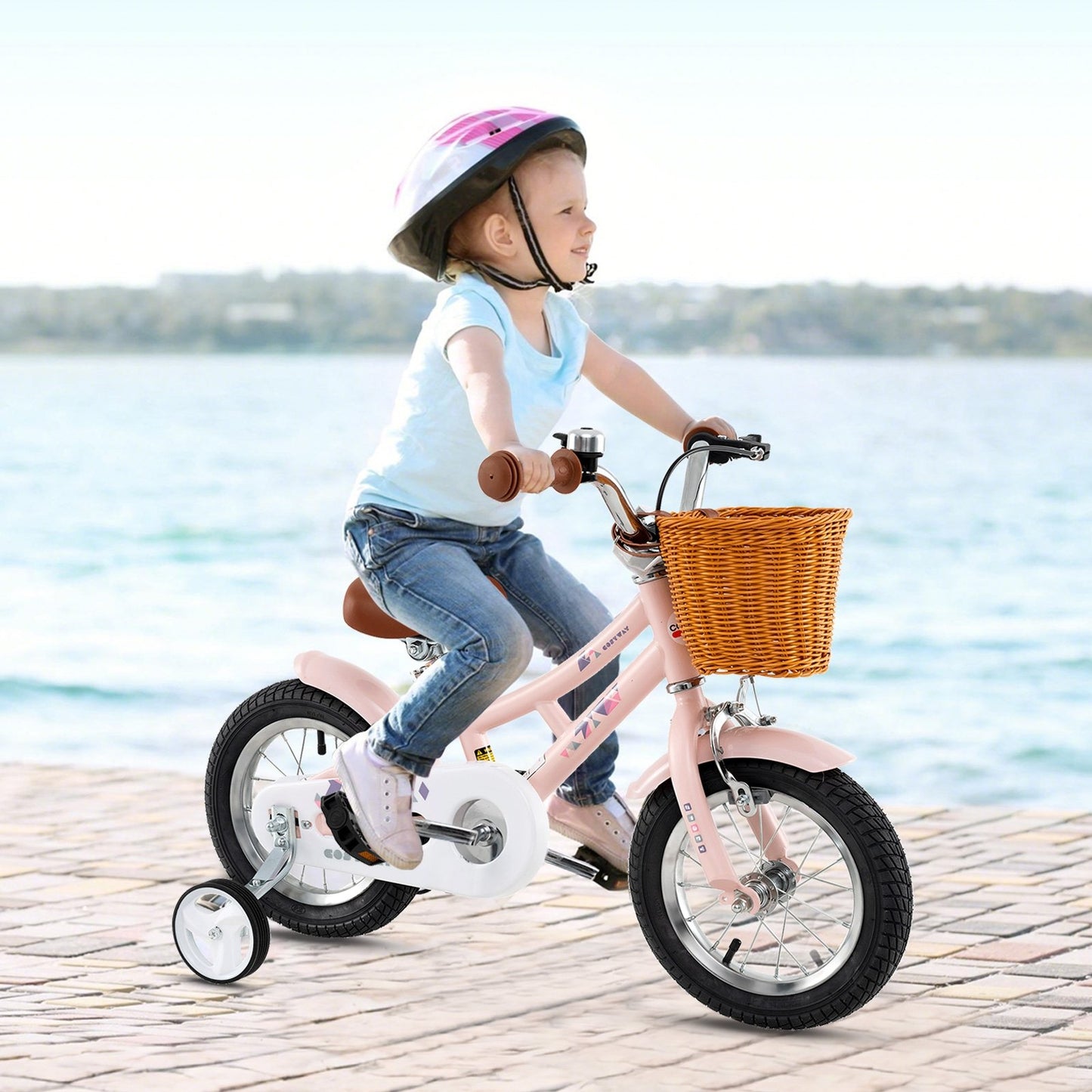 18 Inch Kids Bike Retro Bicycle with Adjustable Height and Basket for Ages 4-8 Years Old-18 inches