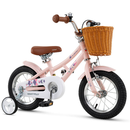 18 Inch Kids Bike Retro Bicycle with Adjustable Height and Basket for Ages 4-8 Years Old-18 inches