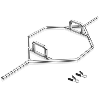 Olympic Hex Trap Bar with 2 Spring Collars and Foldable Handle-Black