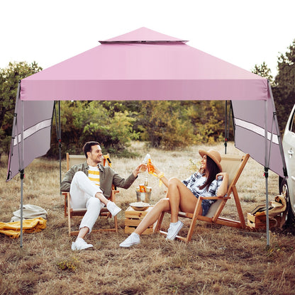 10 x 17.6 Feet Outdoor Instant Pop-up Canopy Tent with Dual Half Awnings-Black