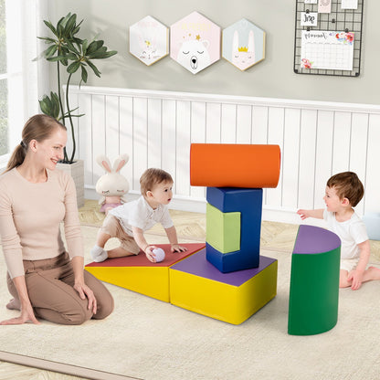 6 Pieces Foam Climbing Blocks Indoor Climb and Crawl Activity Playset with Rectangles-Green