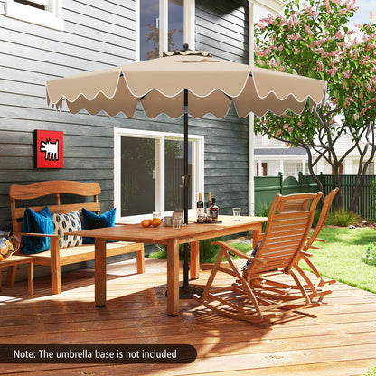 9 Feet Patio Umbrella with Crank Handle and Push Button Tilt-Beige