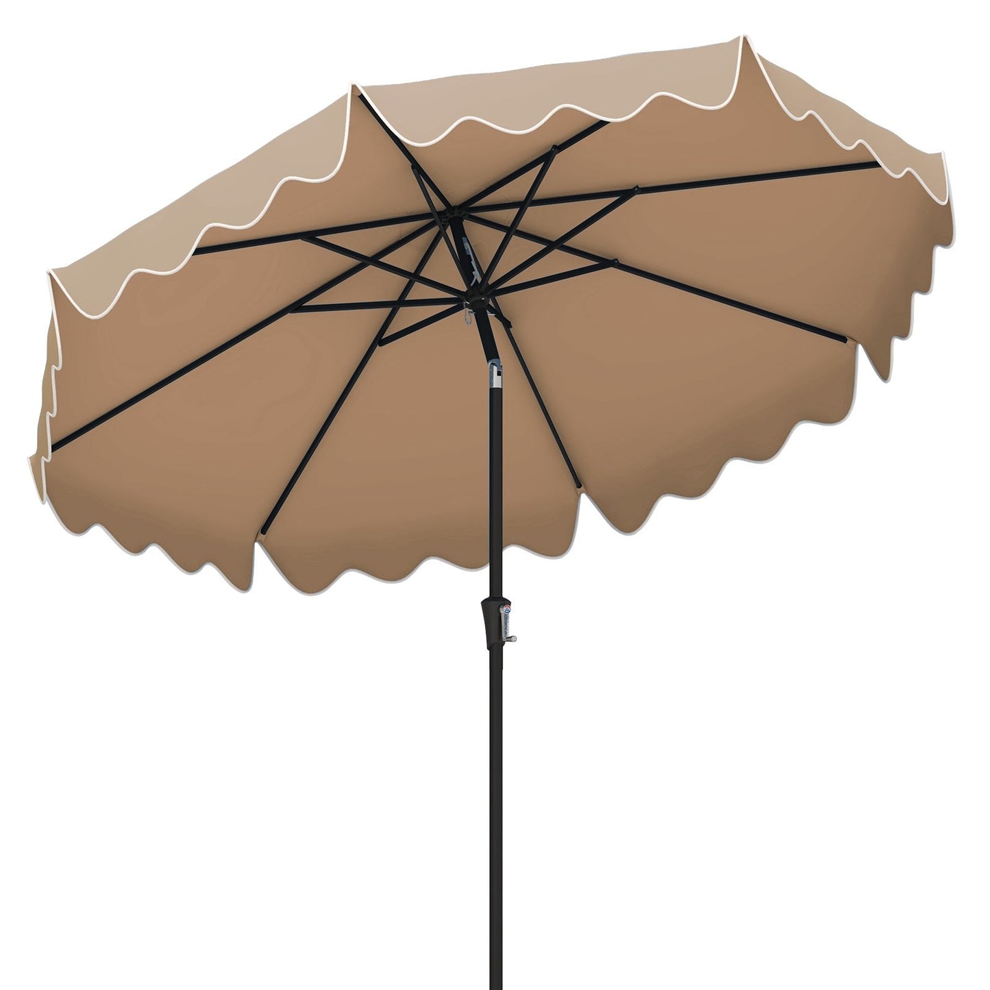 9 Feet Patio Umbrella with Crank Handle and Push Button Tilt-Beige