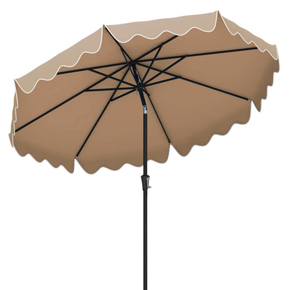 9 Feet Patio Umbrella with Crank Handle and Push Button Tilt-Beige