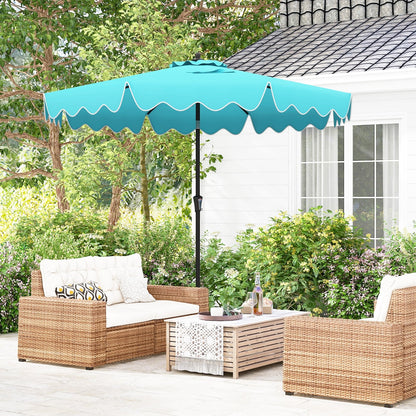 9 Feet Patio Umbrella with Crank Handle and Push Button Tilt-Beige