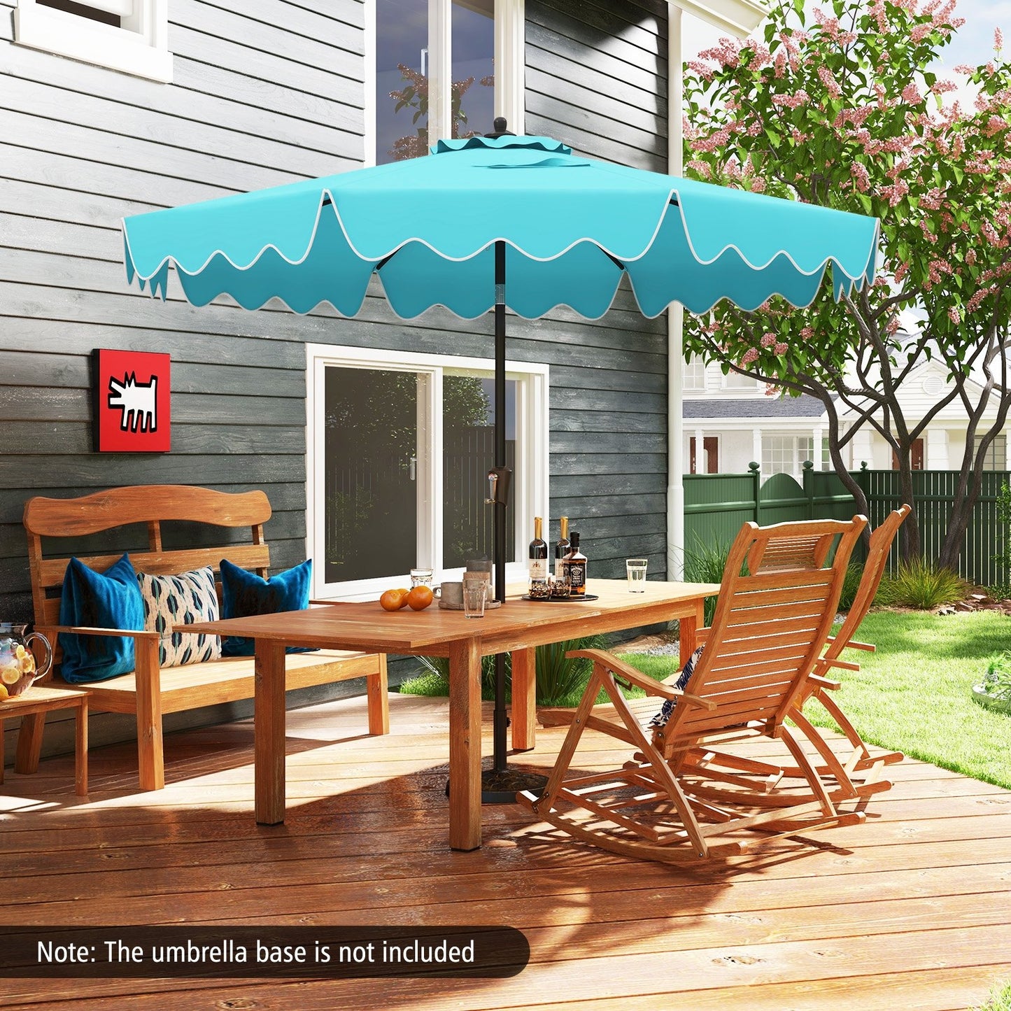 9 Feet Patio Umbrella with Crank Handle and Push Button Tilt-Beige