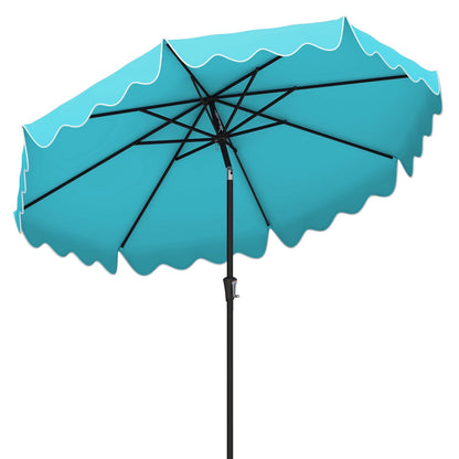 9 Feet Patio Umbrella with Crank Handle and Push Button Tilt-Beige