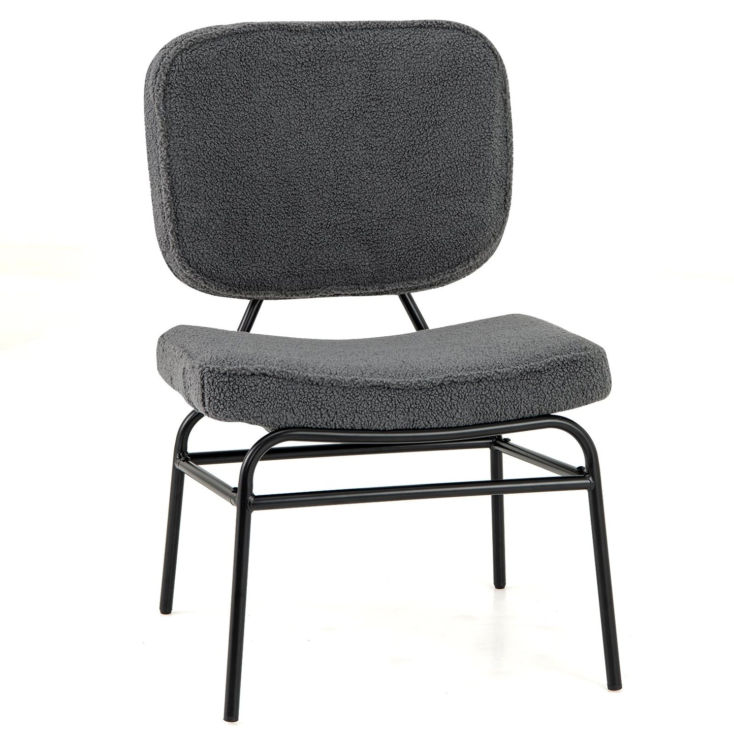 Upholstered Accent Chair Sherpa Reading Chair with Sponge Padding-Beige