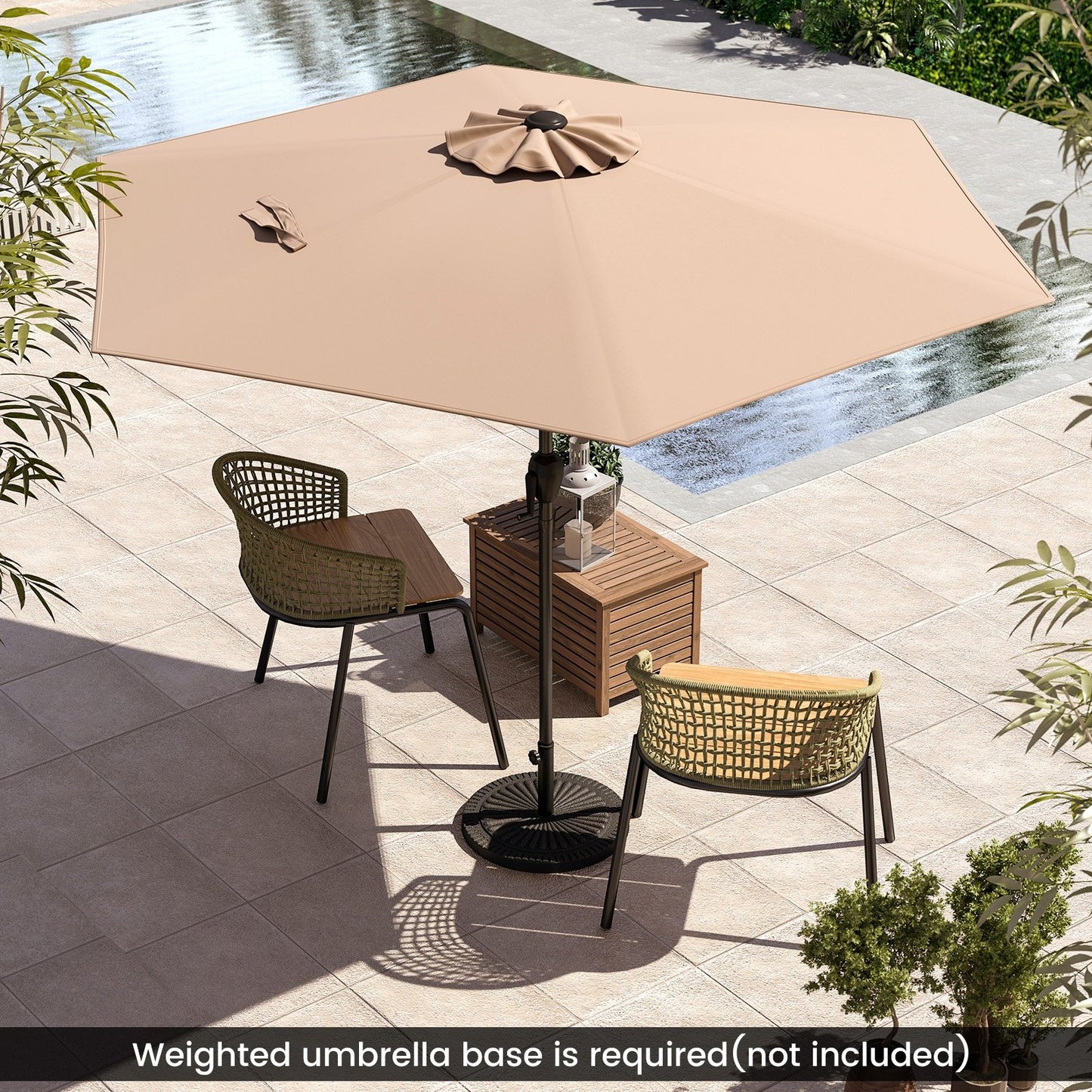 7.5 feet Outdoor Patio Heavy Duty Market Umbrella with Push Button Tilt-Beige