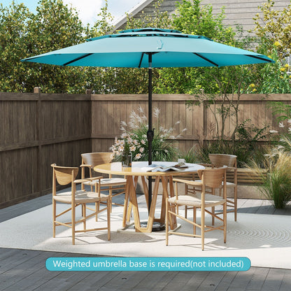 10 ft 3-tier Vented Patio Umbrella with Push Button Tilt-Beige
