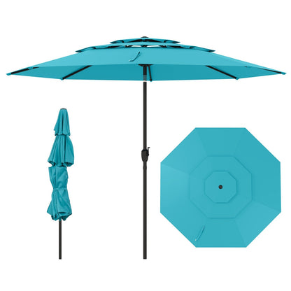 10 ft 3-tier Vented Patio Umbrella with Push Button Tilt-Beige
