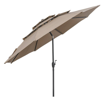 10 ft 3-tier Vented Patio Umbrella with Push Button Tilt-Beige