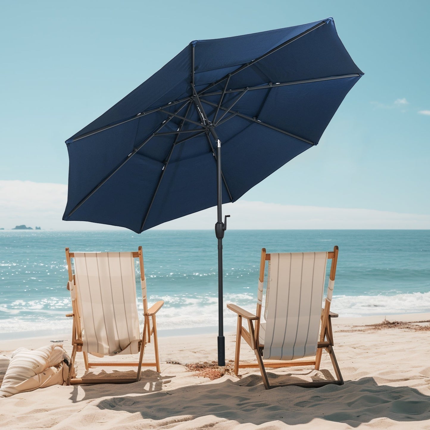 10 ft 3-tier Vented Patio Umbrella with Push Button Tilt-Beige