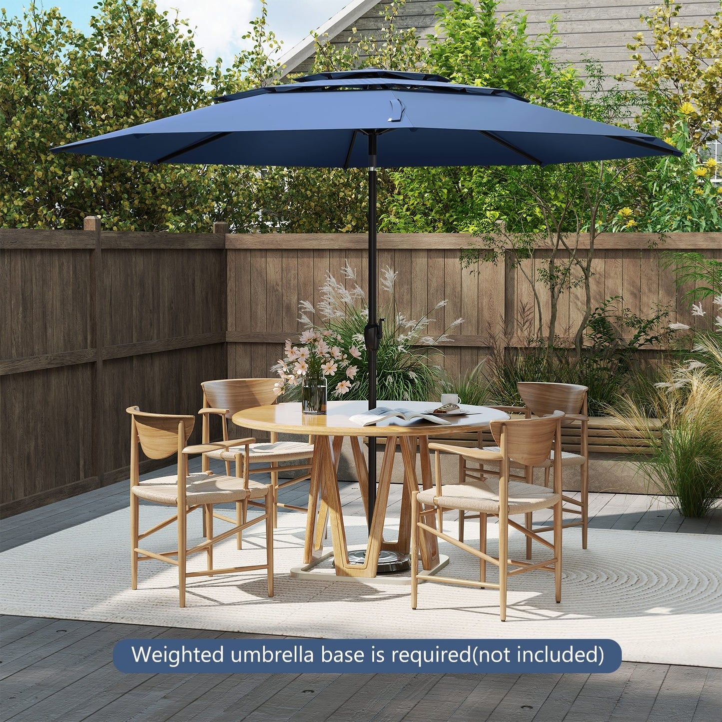 10 ft 3-tier Vented Patio Umbrella with Push Button Tilt-Beige