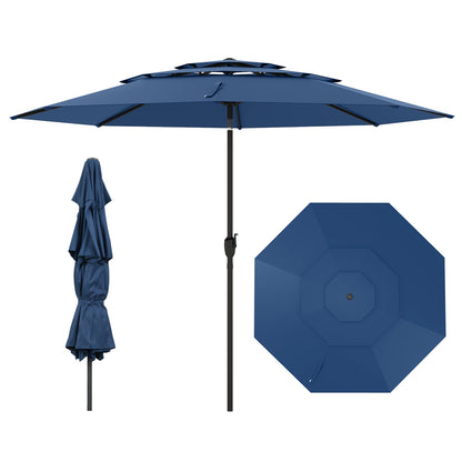10 ft 3-tier Vented Patio Umbrella with Push Button Tilt-Beige