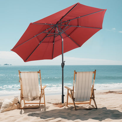 10 ft 3-tier Vented Patio Umbrella with Push Button Tilt-Beige