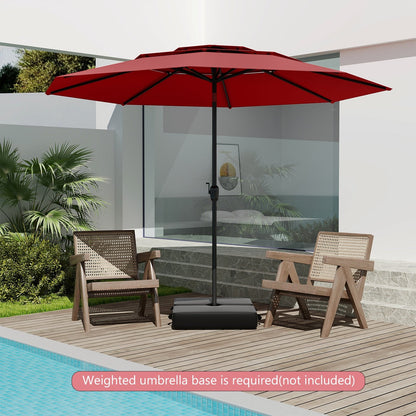 10 ft 3-tier Vented Patio Umbrella with Push Button Tilt-Beige