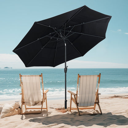 10 ft 3-tier Vented Patio Umbrella with Push Button Tilt-Beige