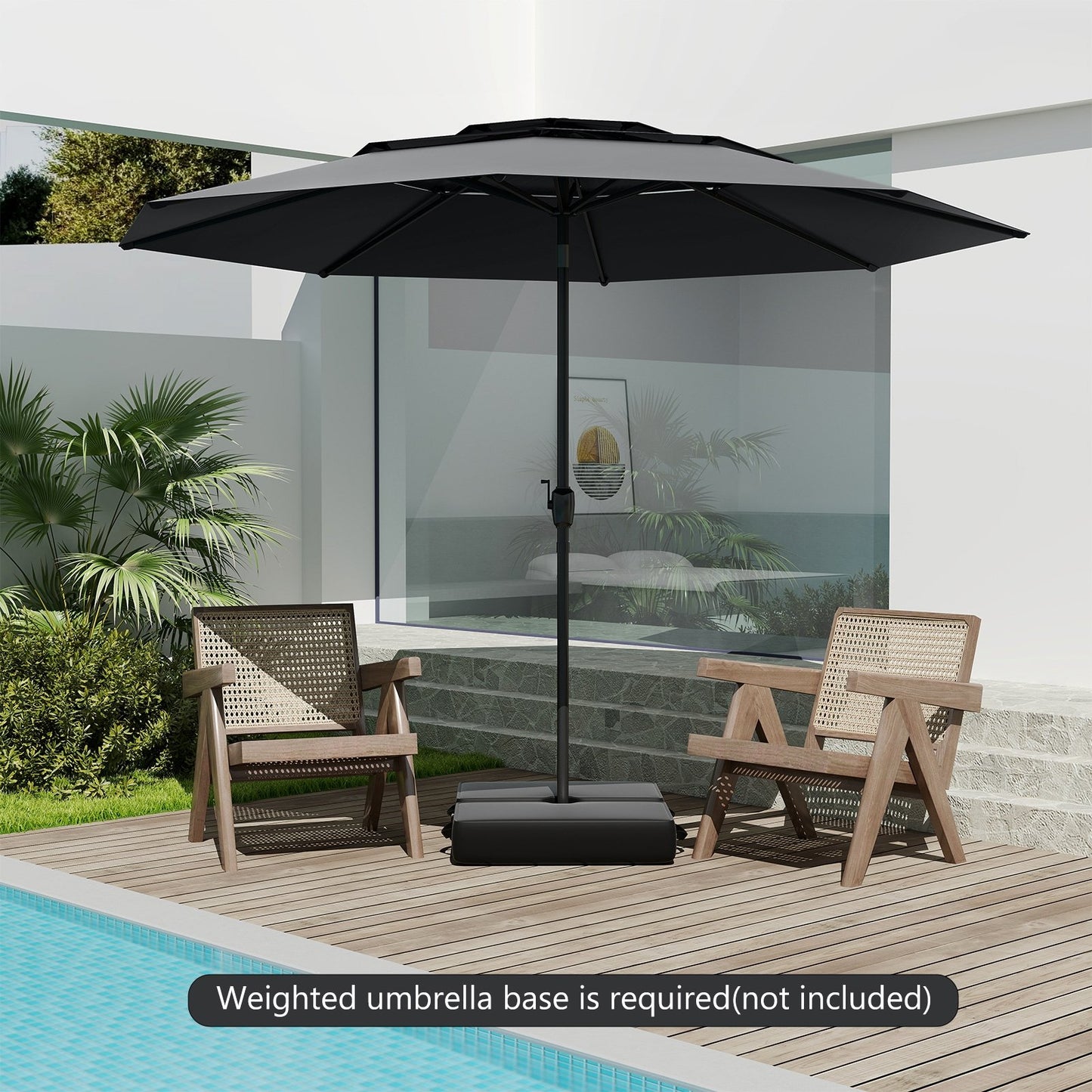 10 ft 3-tier Vented Patio Umbrella with Push Button Tilt-Beige