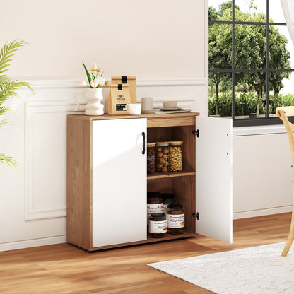 Coffee Bar Cabinet with 5-Position Adjustable Shelf for Living Room Dining Room-Natural