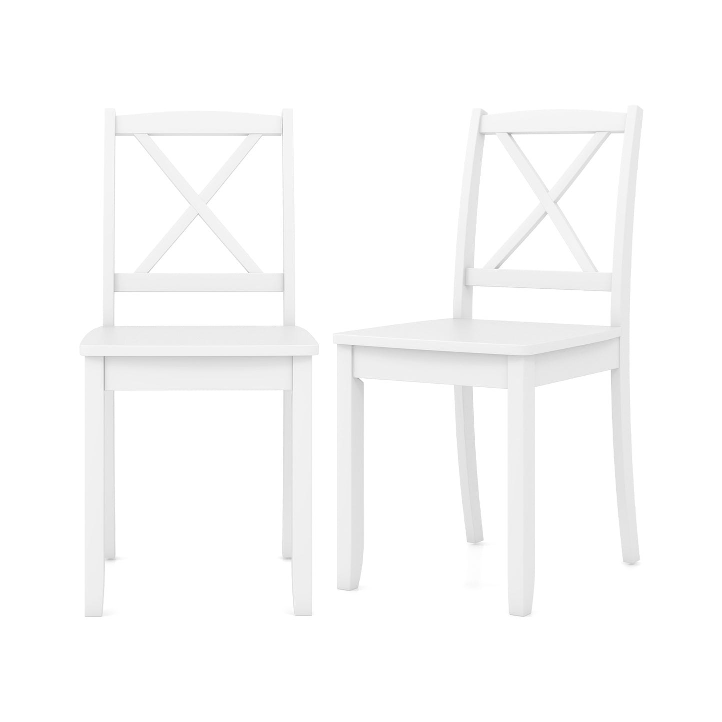 Wood Dining Chair Set of 2 with Rubber Wood Legs and Curved Backrest-Black