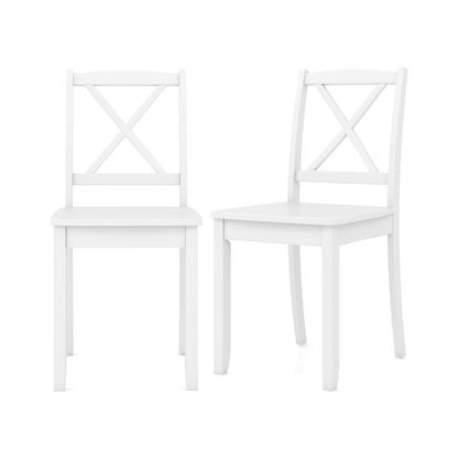 Wood Dining Chair Set of 2 with Rubber Wood Legs and Curved Backrest-Black