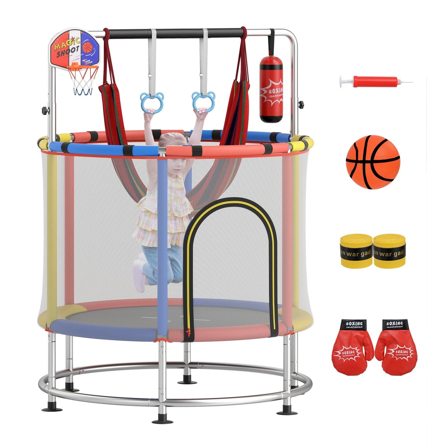 55" Kids Trampoline Gift for for 3-6 Years Old Boys and Girls-Green