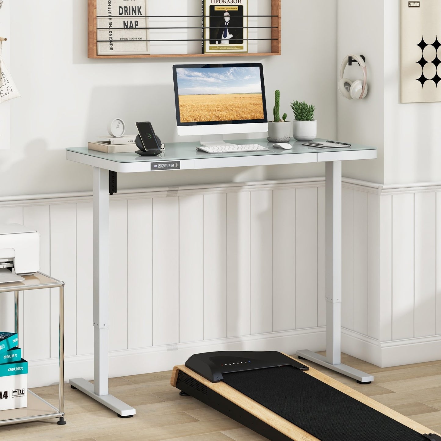 48-Inch Height Adjustable Electric Standing Desk with Drawer-Black