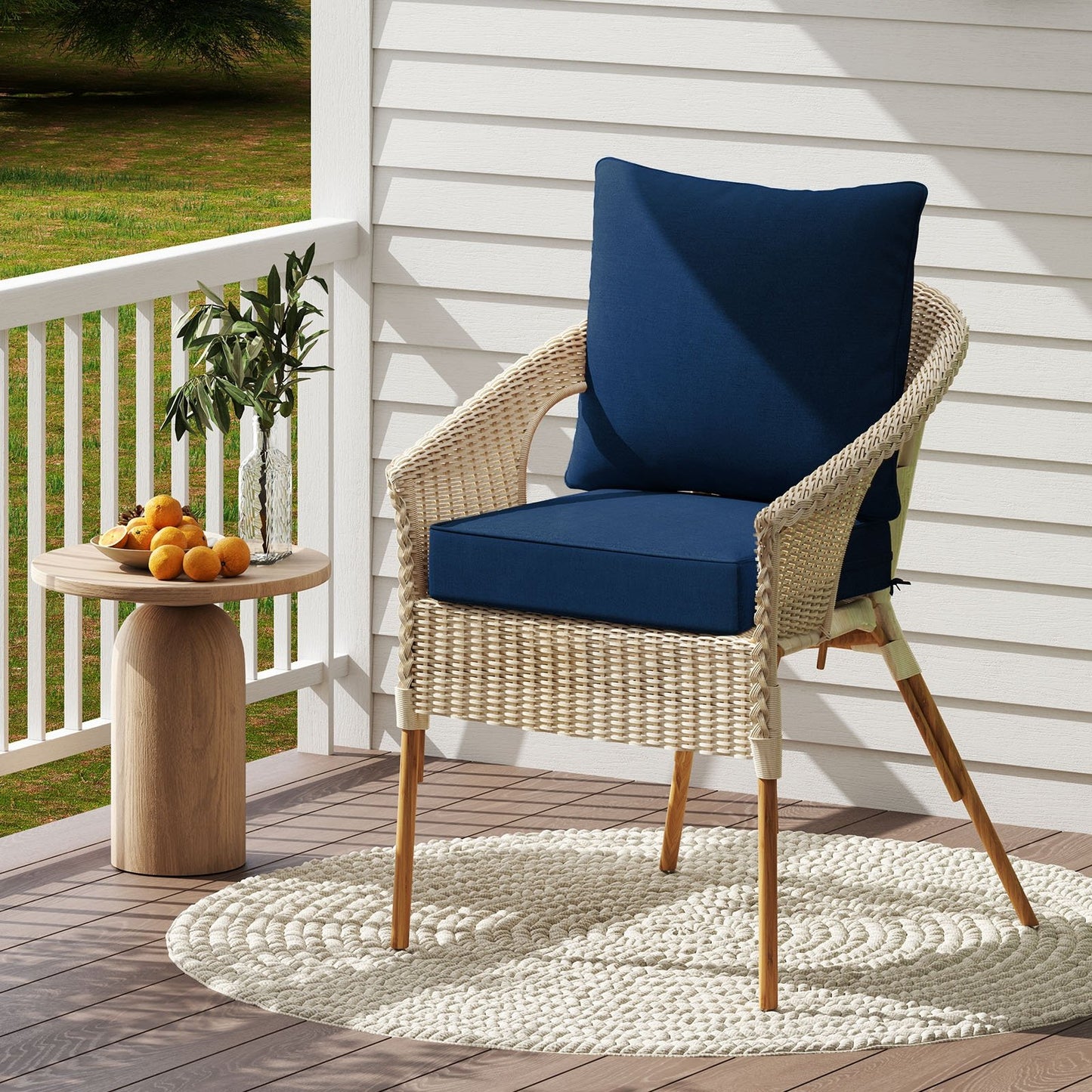 Deep Seat Chair Cushion Pads Set with Rope Belts for Indoor and Outdoor-Beige