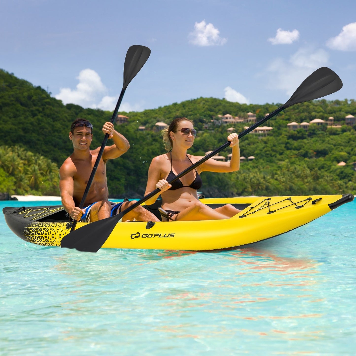 Inflatable 2-person Kayak Set with Aluminium Oars and Repair Kit-Blue