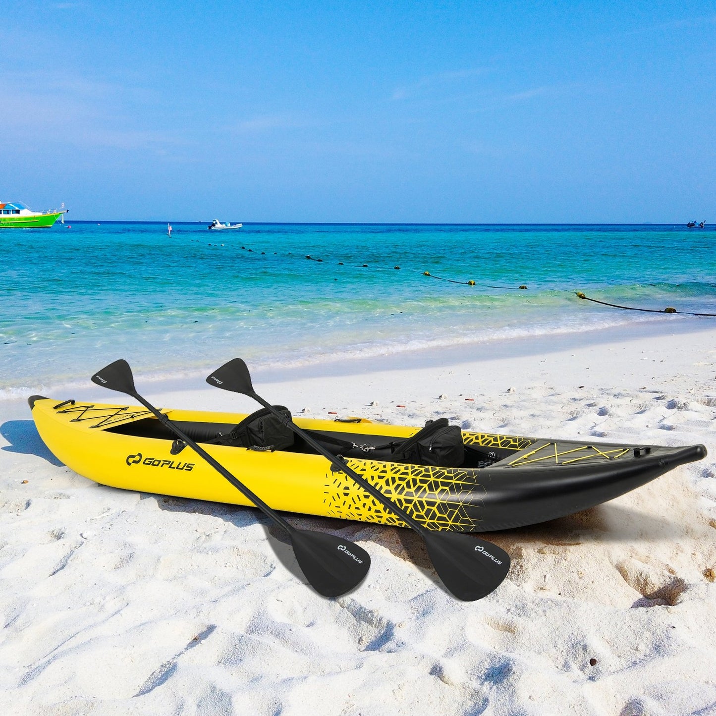 Inflatable 2-person Kayak Set with Aluminium Oars and Repair Kit-Blue