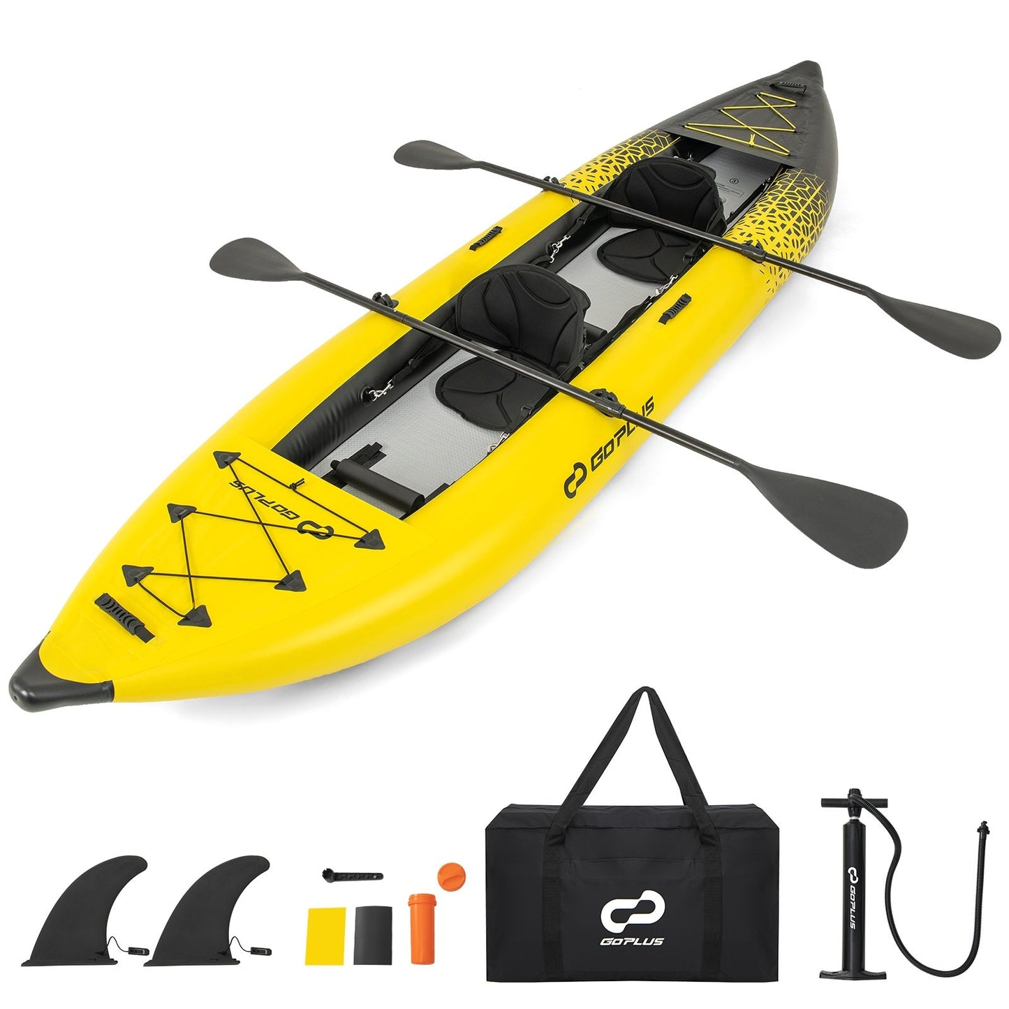Inflatable 2-person Kayak Set with Aluminium Oars and Repair Kit-Blue