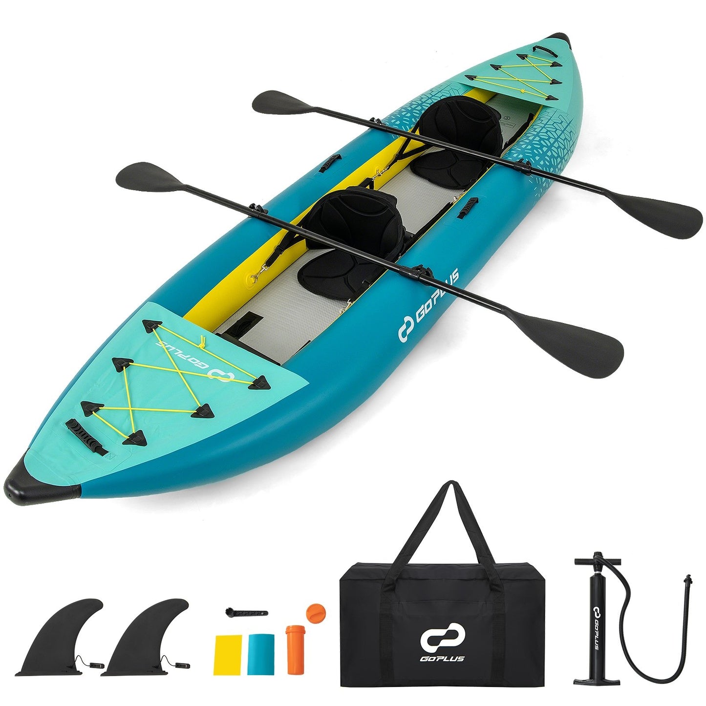 Inflatable 2-person Kayak Set with Aluminium Oars and Repair Kit-Blue