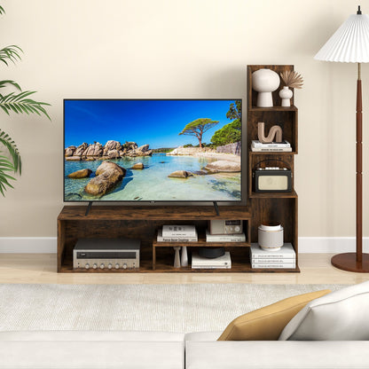 Cube TV Stand for TVs up to 50 Inch Media Console Table with Storage Shelves-Rustic Brown