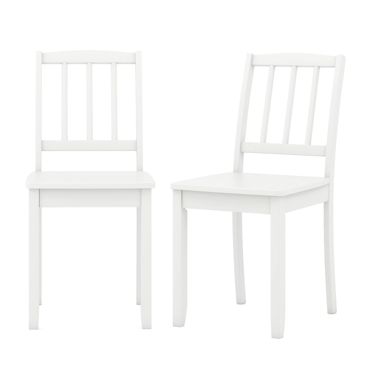 Wood Dining Chair Set of 2 with Rubber Wood Legs-Black