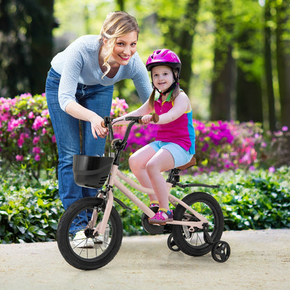 12 Inches Kids Bike with Basket and Adjustable Handlebar for 3-4 Years Old