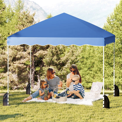 Foldable 10 X 10 Feet Pop up Canopy Tent with Wheeled Bag-Blue