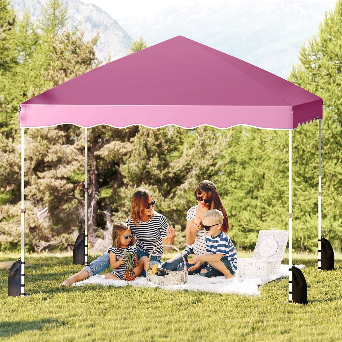 Foldable 10 X 10 Feet Pop up Canopy Tent with Wheeled Bag-Blue