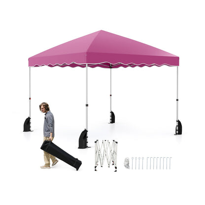 Foldable 10 X 10 Feet Pop up Canopy Tent with Wheeled Bag-Blue