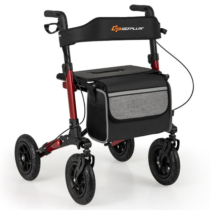 Folding Rollator Walker for Seniors with Seat for All Terrain-Black