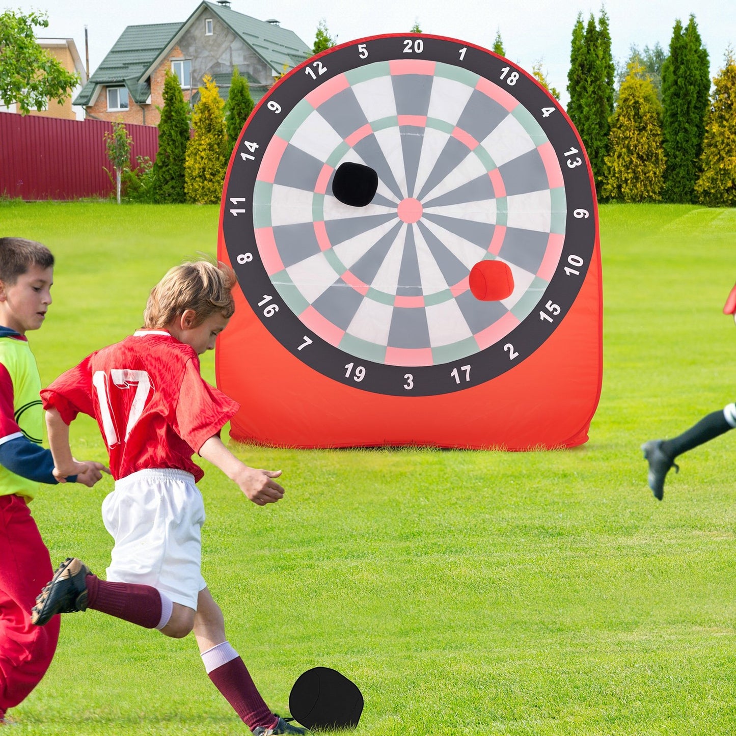 Large Dart Board for Kids with 4 Kick Balls-Black