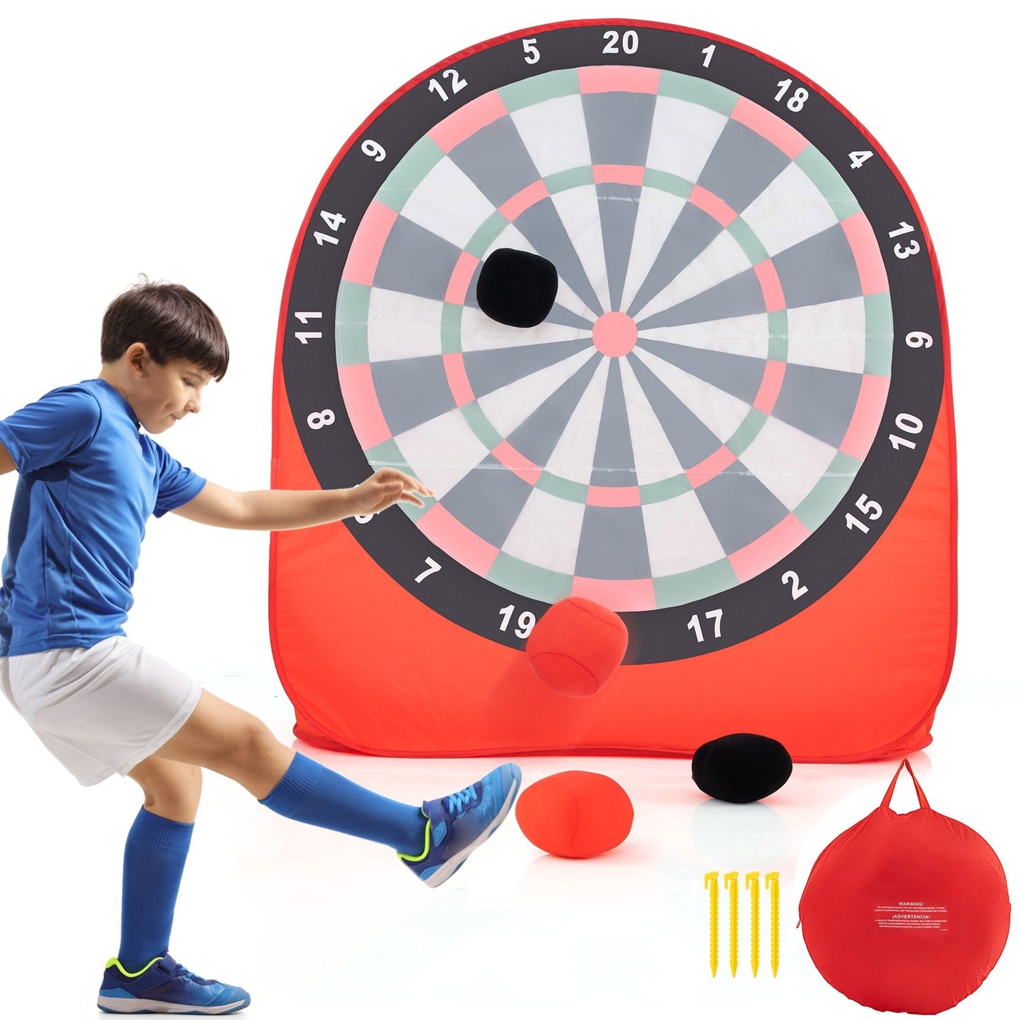 Large Dart Board for Kids with 4 Kick Balls-Black