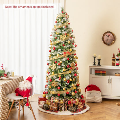 Artificial Christmas tree in 6, 7.5, or 9 ft with warm-white LED lights, from Wilsons Home Store, perfect for holiday decor.