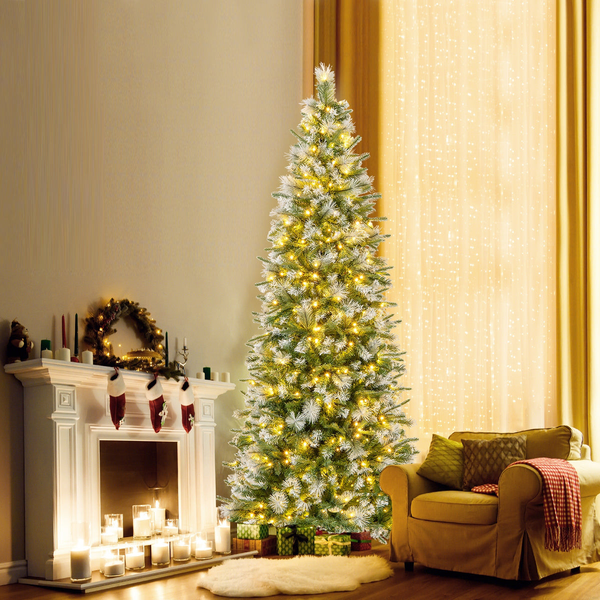 Artificial Christmas tree with warm-white LED lights, 6/7.5/9 ft height, from Wilsons Home Store, holiday holiday decor tree