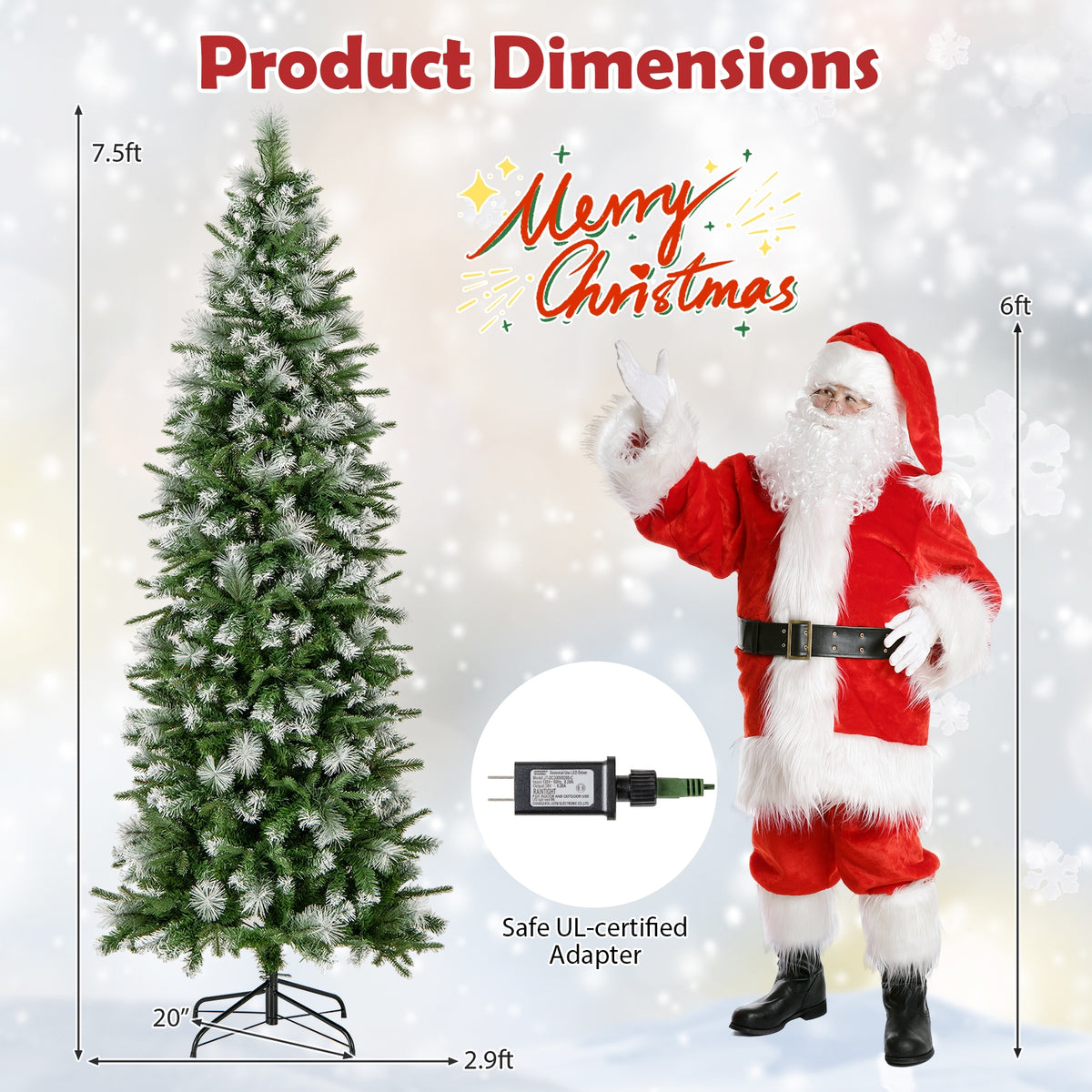 Artificial Christmas tree with warm-white LED lights, available in 6, 7.5, and 9 ft, from Wilsons Home Store.