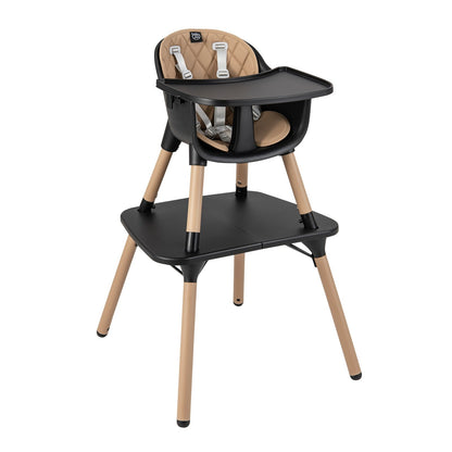 4-in-1 Baby Convertible Toddler Table Chair Set with PU Cushion-Beige
