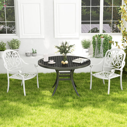 2 Pieces Patio Cast Aluminum Dining Chairs with Armrests-Bronze